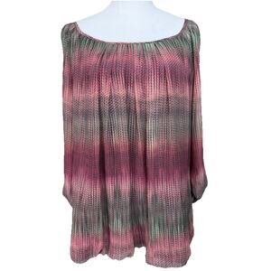 Rebecca Malone Women's Plus Sz 2X 3/4 Split Sleeves Multicolor Ombre' Stripes